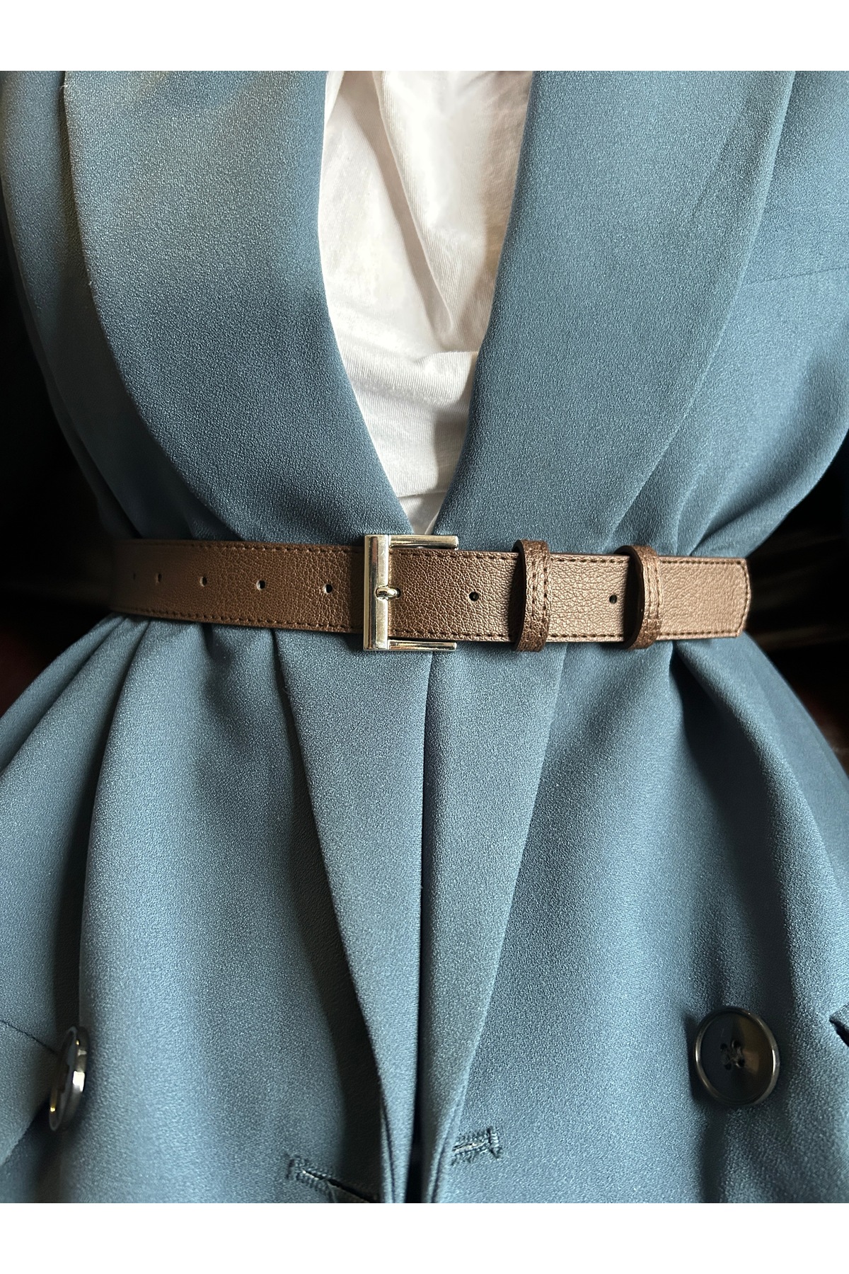 Lyric Square Pattern Women Silver Buckle Belt Jacket Belt Dress Belt Pants Belt