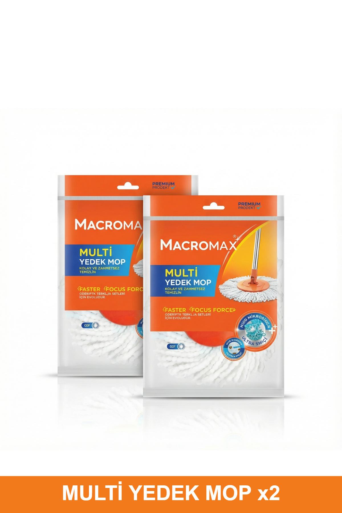 MACRO MAX Multi Yedek Mop Başlık, Otomatik Döner Temizlik Setleri İle Uyumlu Paspas 2'li Avantaj Set