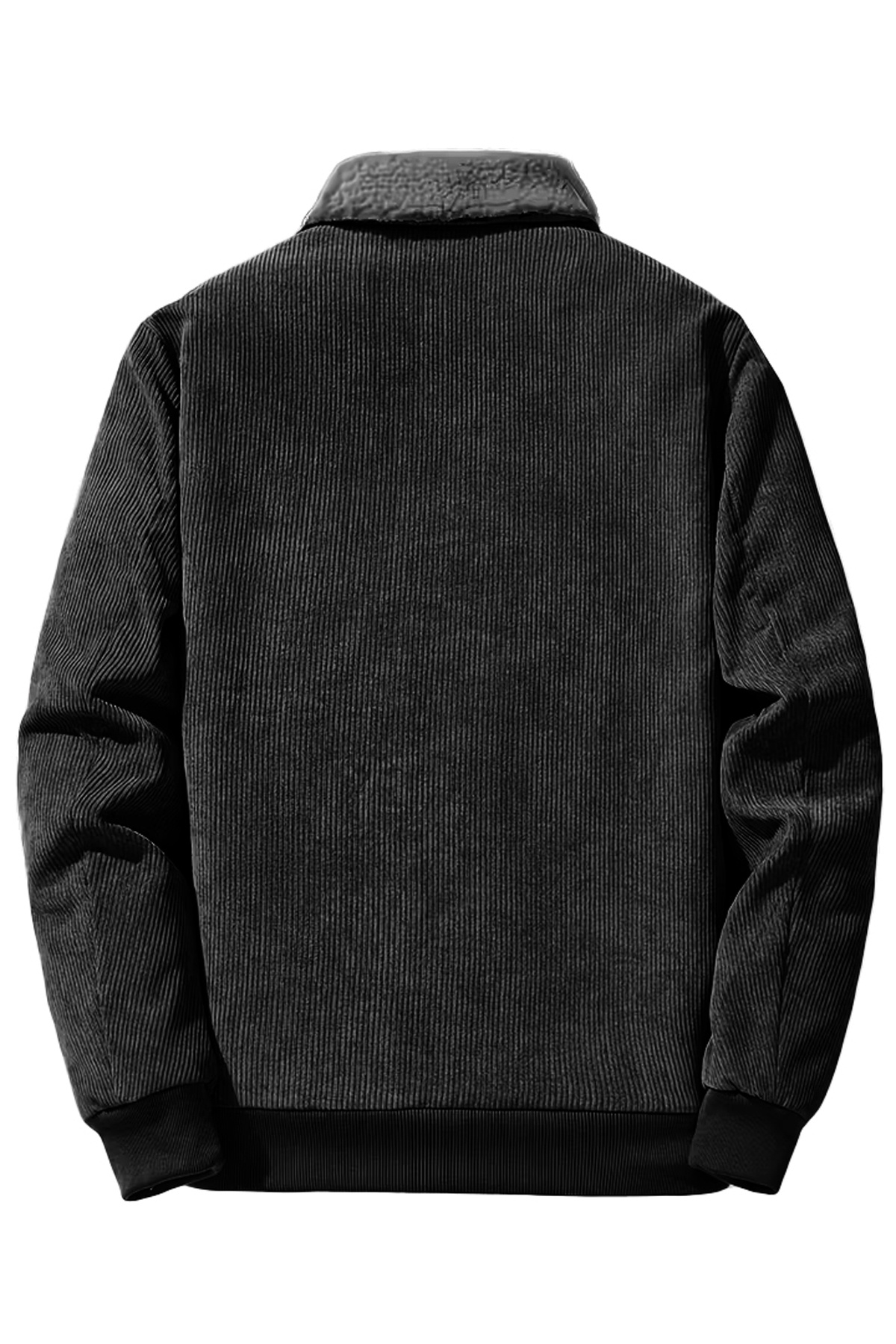 Ghassy Co  Erkek Peluş Astarlı Gömlek Yaka Tam Fermuar Rüzgar Geçirmez Kadife Mont - Görsel 5