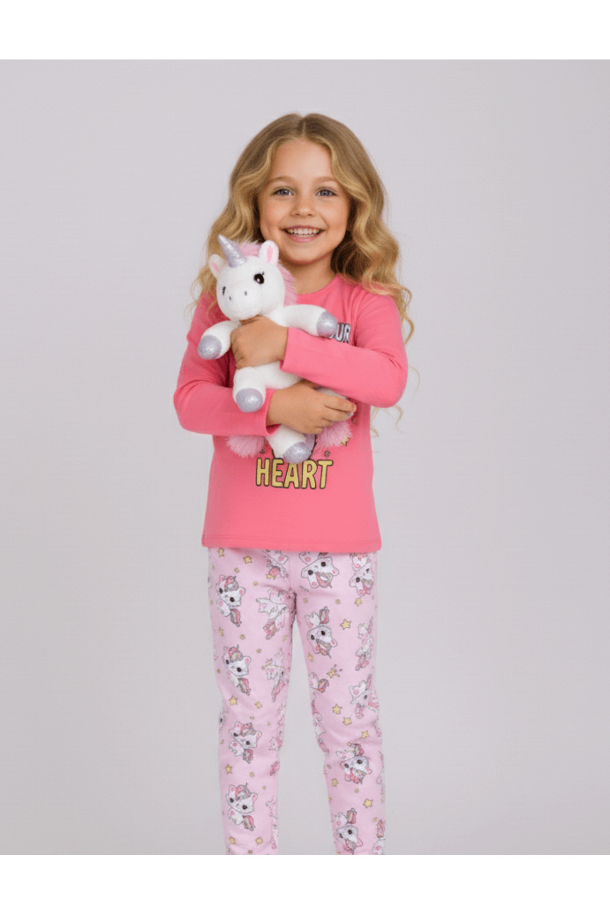 vitmo Kız Çocuk Uzun Kollu %100 Pamuklu Pijama Takımı Unicat fotoğrafı 4 (önizleme)