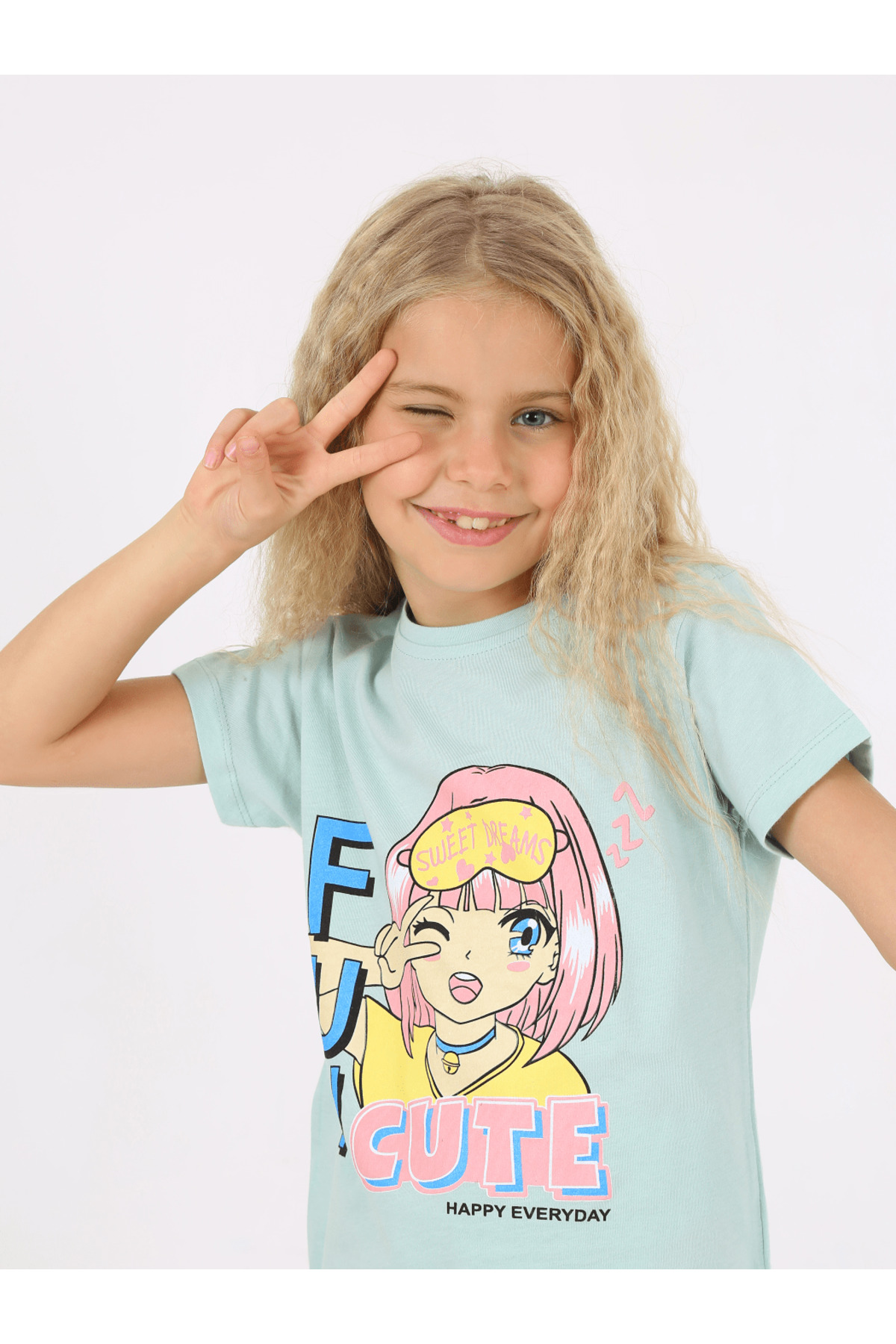 vitmo Kız Çocuk Kısa Kollu %100 Pamuklu Fun Cute Pijama Takımı fotoğrafı 2 (önizleme)