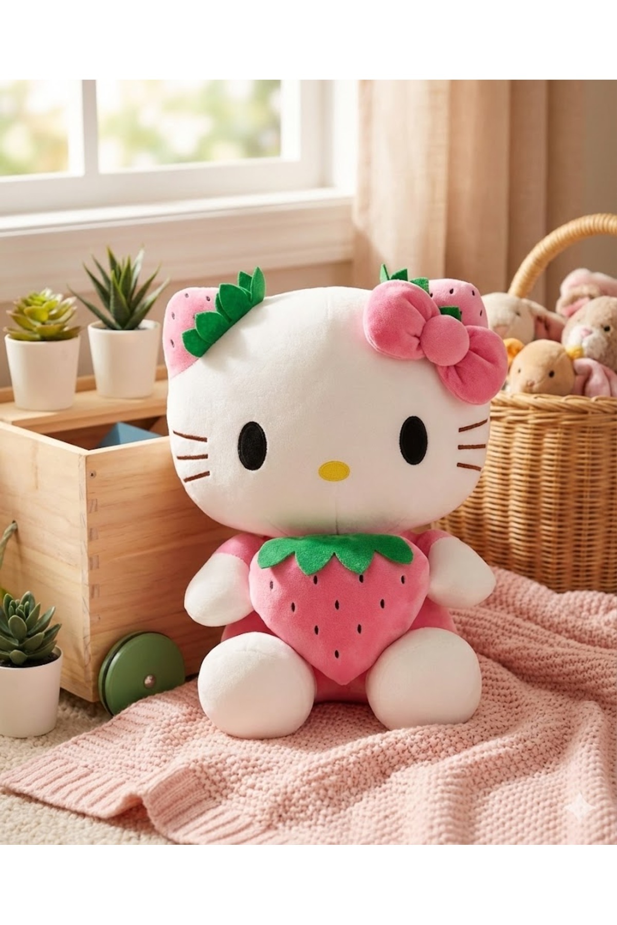 OMZ Hello Kitty Peluş Büyük Boy 50cm Pembe/Mor/Kırmızı Kız Cocuk Erkek Cocuk Montessori Oyuncaklar Egit