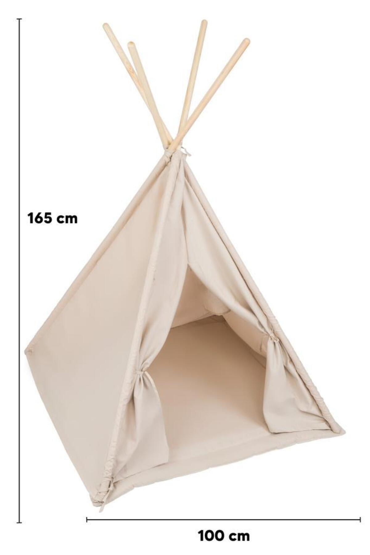 Tommybaby Çocuk Kızılderili Oyun Çadırı Ahşap Direkli Geniş Oyun Çadırı ve Minderli Ev & Bahçe Oyun fotoğrafı 3 (önizleme)