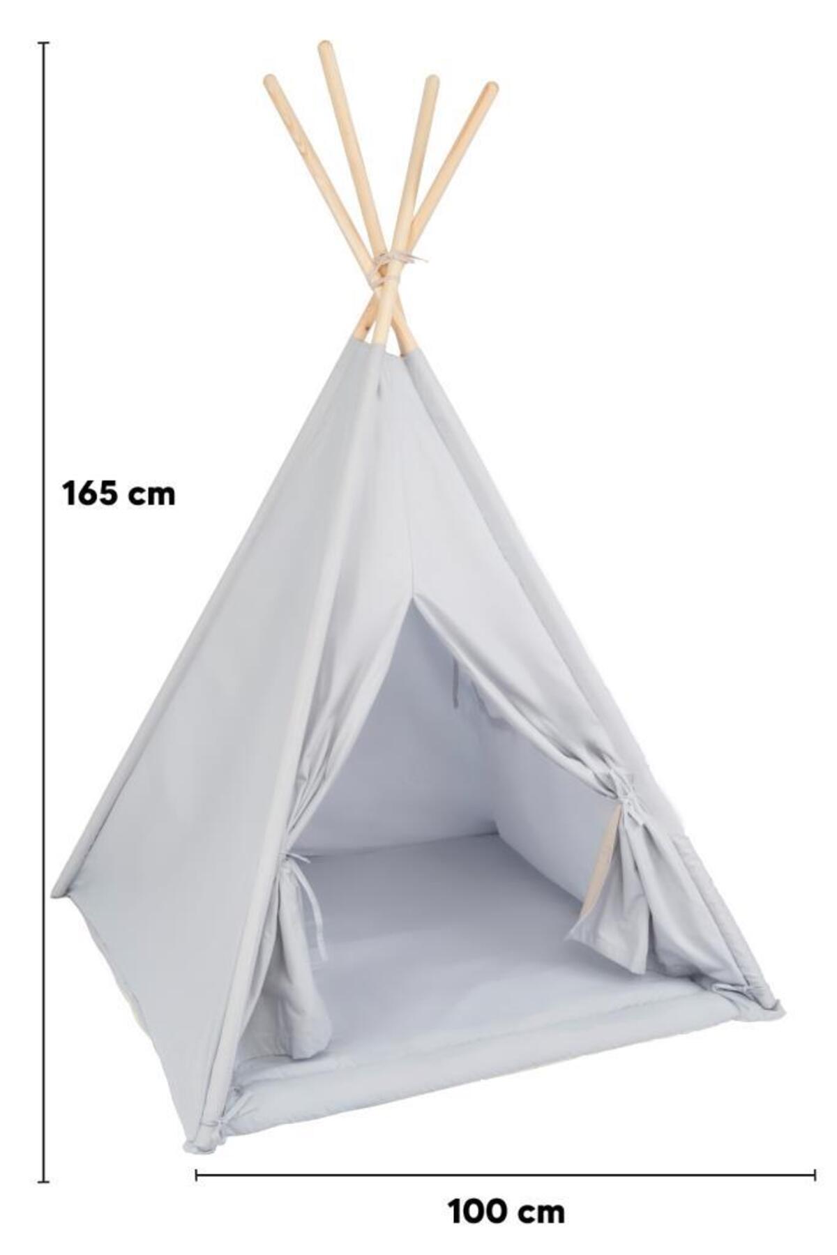 Tommybaby Çocuk Kızılderili Oyun Çadırı Ahşap Direkli Geniş Oyun Çadırı ve Minderli Ev & Bahçe Oyun fotoğrafı 2 (önizleme)