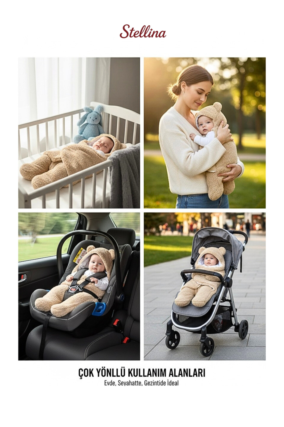 Mai Perla 0- 12 Ay Içi Elyaflı Kulaklı Welsoft- Peluş Bebek Battaniyesi- Welsoft Bebek Uyku Tulumu fotoğrafı 5 (önizleme)