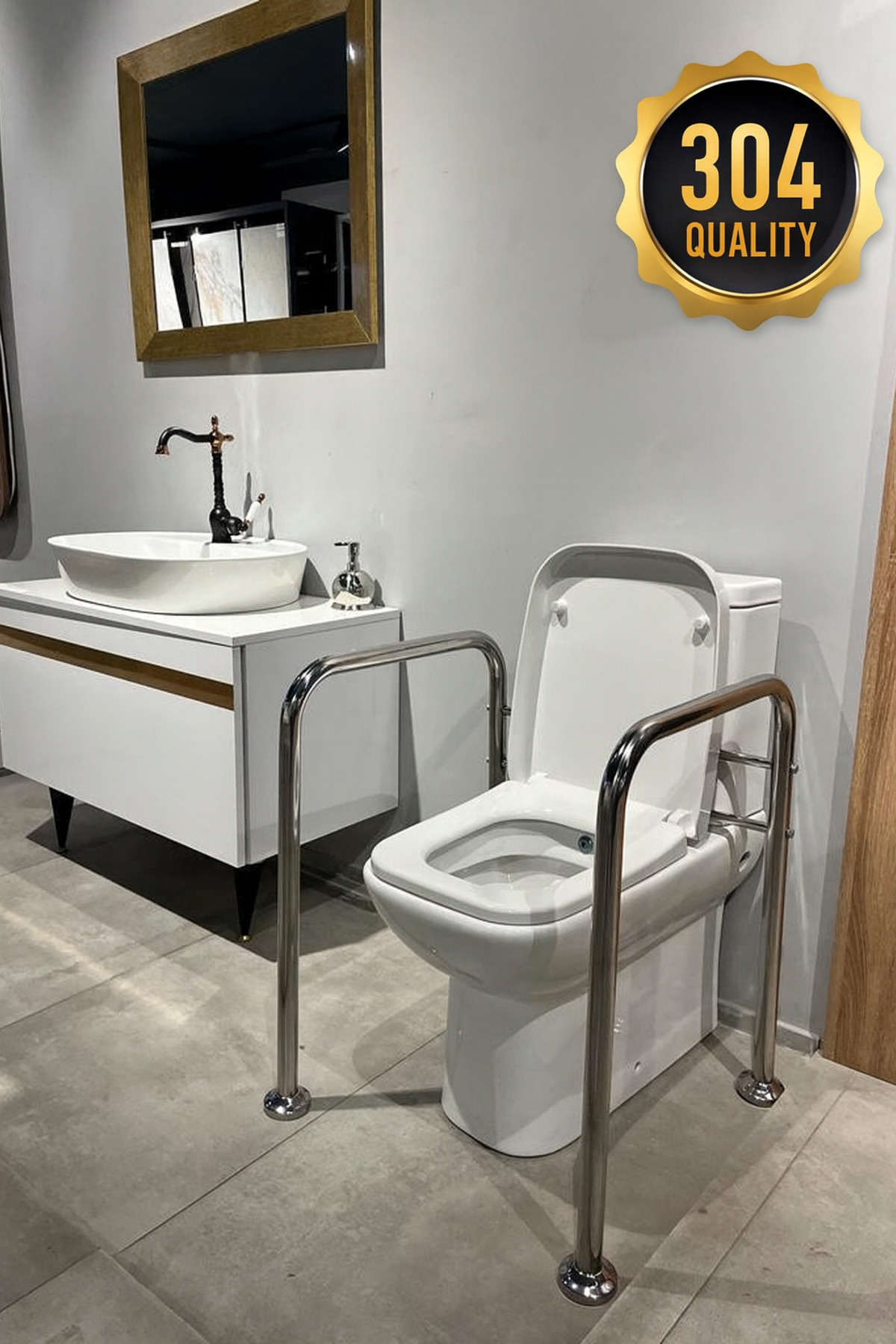 Elderly & Disabled Grab Bar Support Floor Mounted