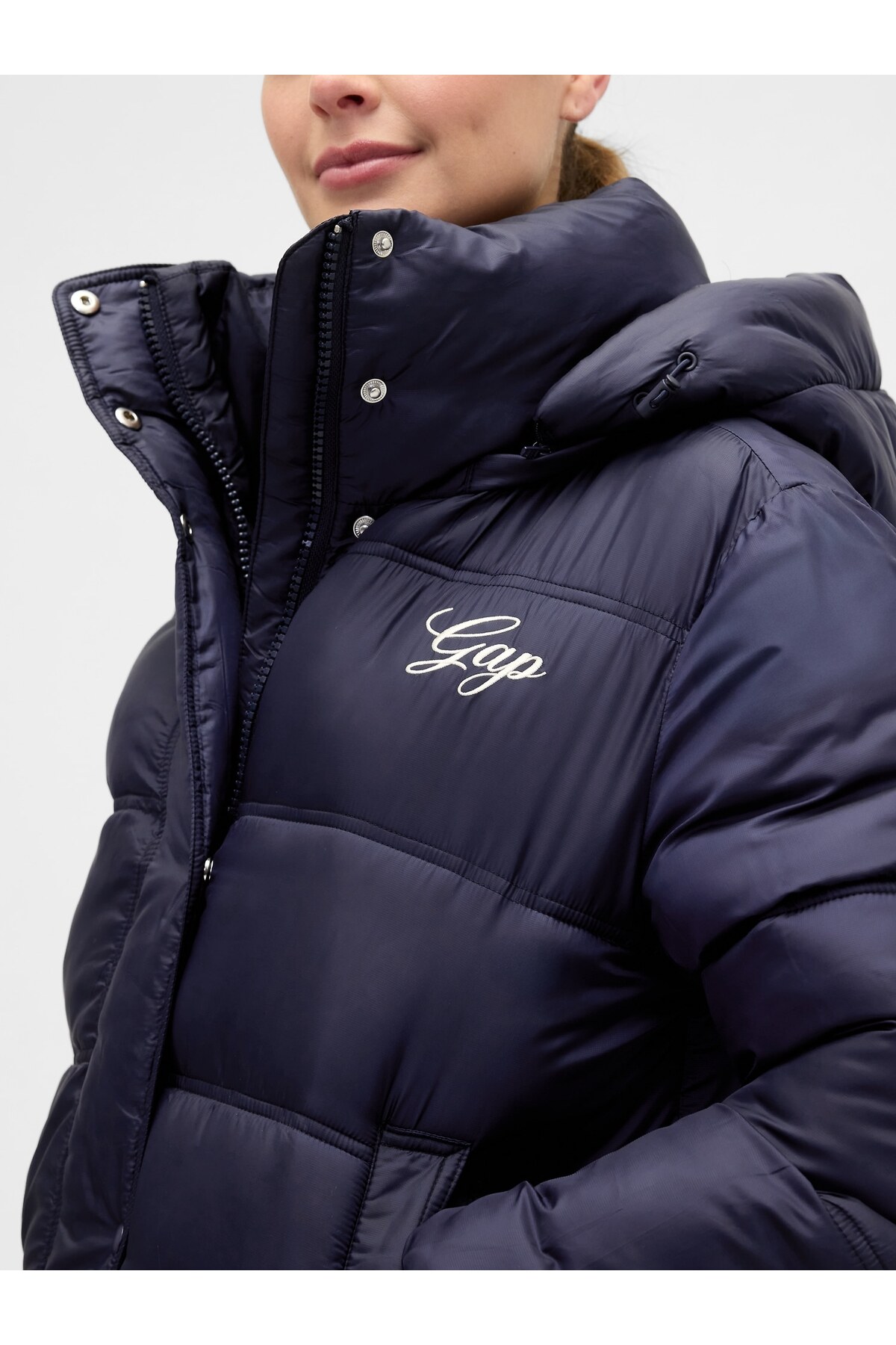 GAP Kadın Lacivert Logo Puffer Şişme Mont görsel 3