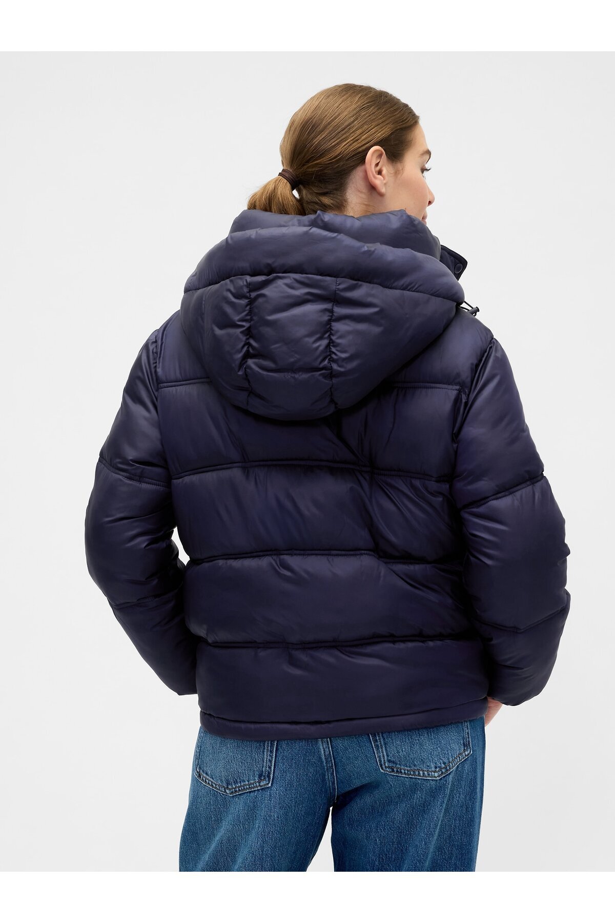 GAP Kadın Lacivert Logo Puffer Şişme Mont görsel 4