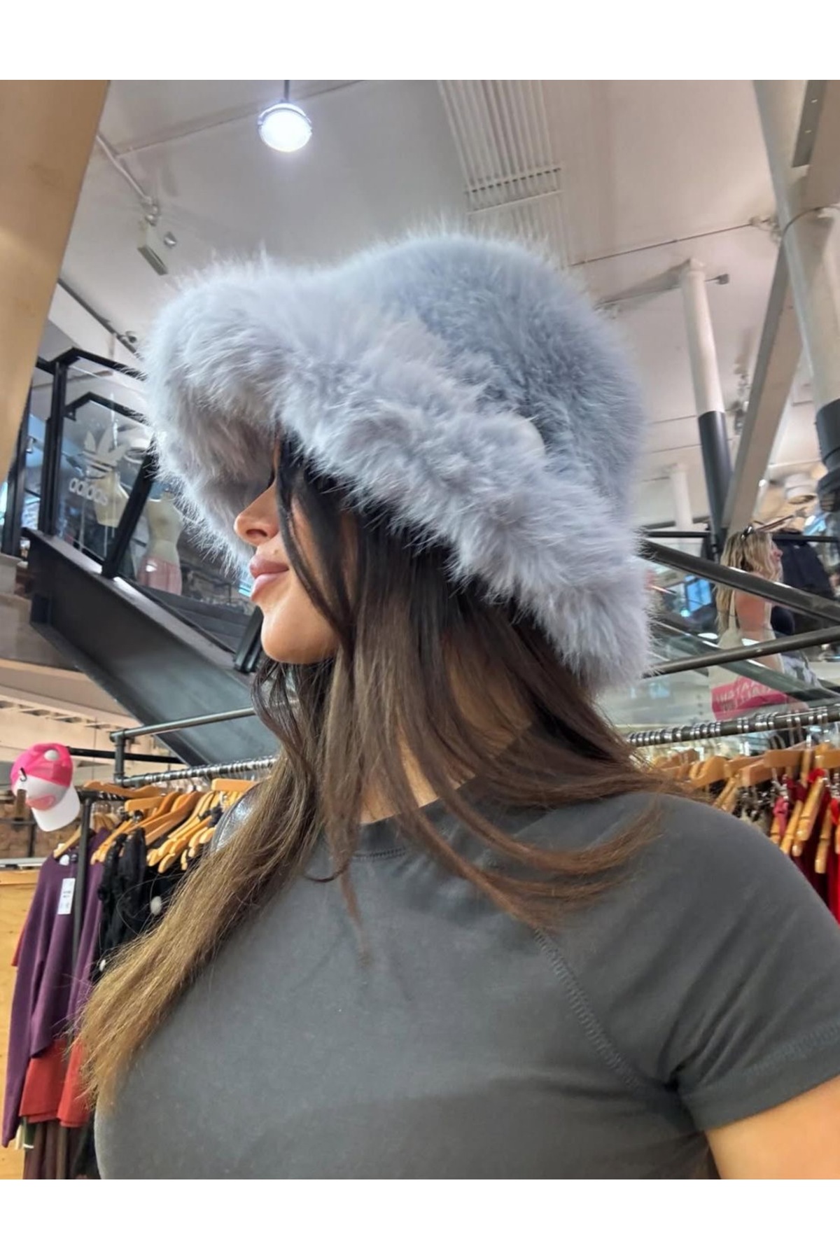 Luminos Butik Gri Kalın Peluş Kalpak Şapka - Bere Sıcak Tutan Şık Dış Mekan Soğuktan Koruma Spk1143 görsel 3