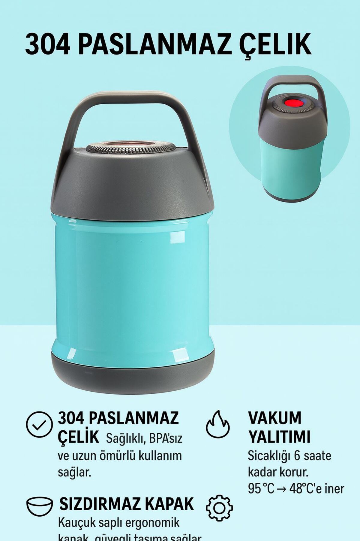 Miyou Mavi 304 Çelik 450 ml Vakumlu Bebek Mama Saklama Termosu Mug cin297mv fotoğrafı 6 (önizleme)