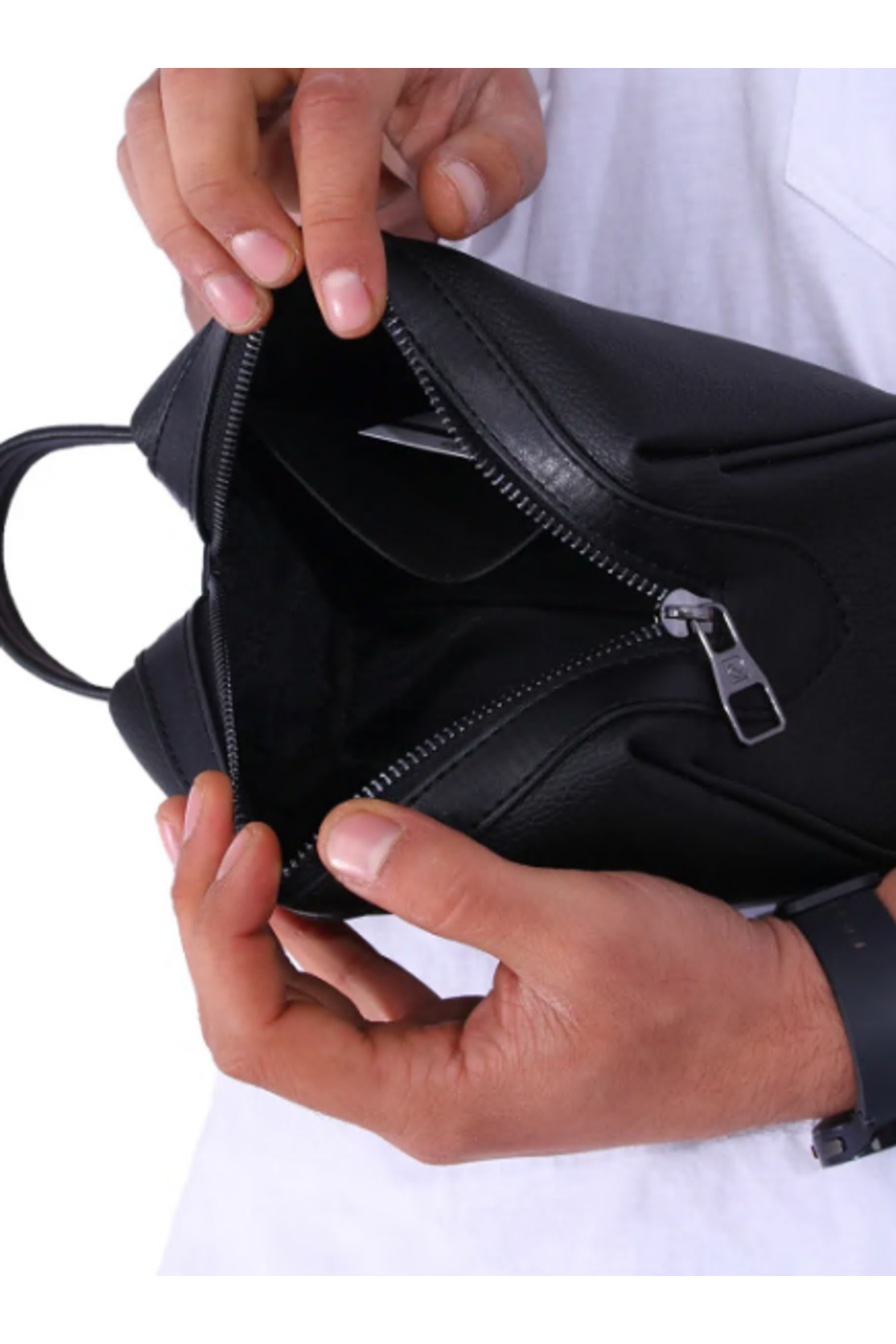 Pierre Cardin Siyah El Tutma Saplı Fermuar Kapamalı Erkek El Çantası - Potföy Çanta - Clutch 01PC002001 görsel 4