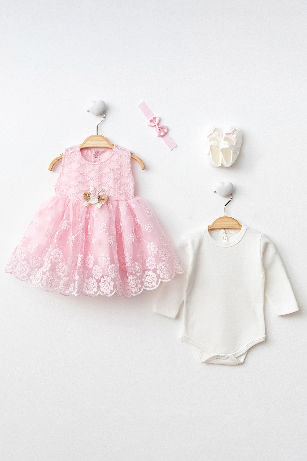 Petite Ponpon Baby Kız Bebek Yenidoğan Mevlüt Elbisesi Bebek Hediyelik Mevlütlük Elbise fotoğrafı 2 (önizleme)