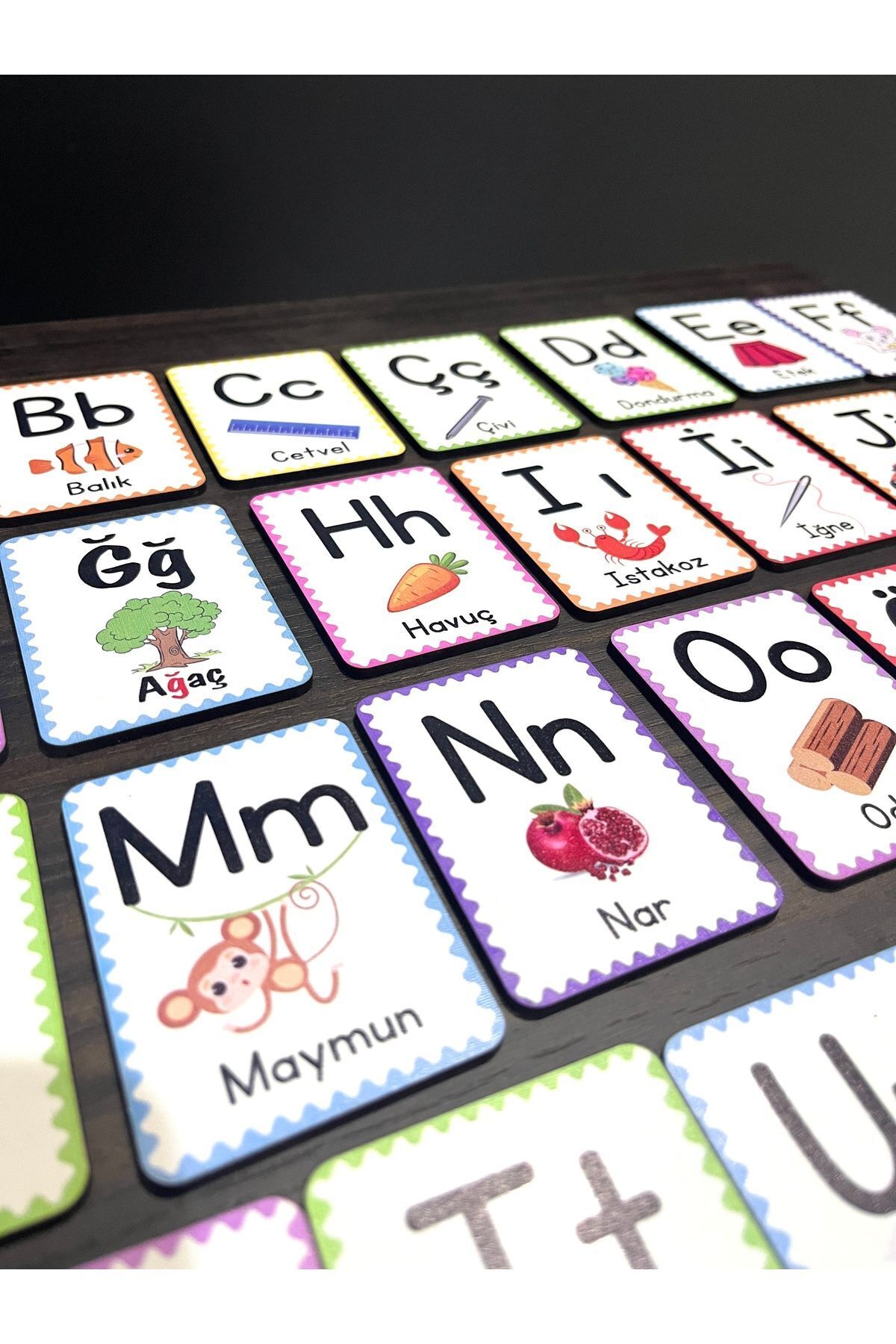 samsunlazer 29 Harf Ahşap Alfabe Kartları - Harf Seti - Alfabe Eğitim Seti - Anaokulu Kreş Okul Öncesi Eğitim fotoğrafı 7 (önizleme)