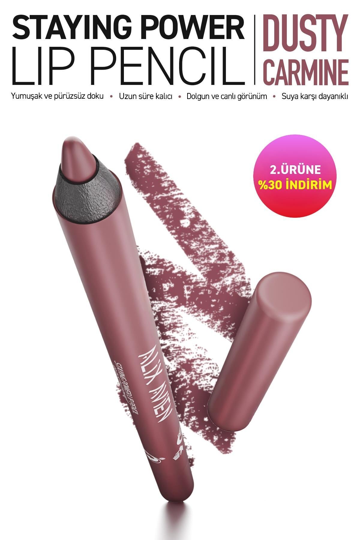 Alix Avien Suya Dayanıklı Uzun Süre Kalıcı Yumuşak Dudak Kalemi - Staying Power Lip Pencil 68 Dusty Carmine
