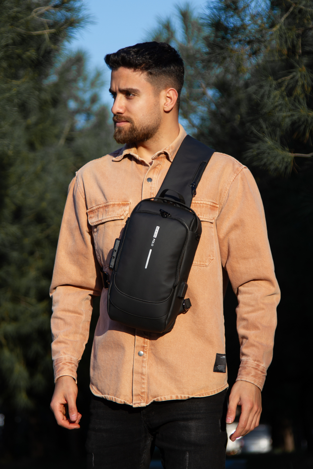 Newish  Erkek Deri Mekanizmalı Cüzdan ve Usb Çıkışlı Çapraz Askılı Omuz ve Bel Çantası - Siyah - Görsel 5