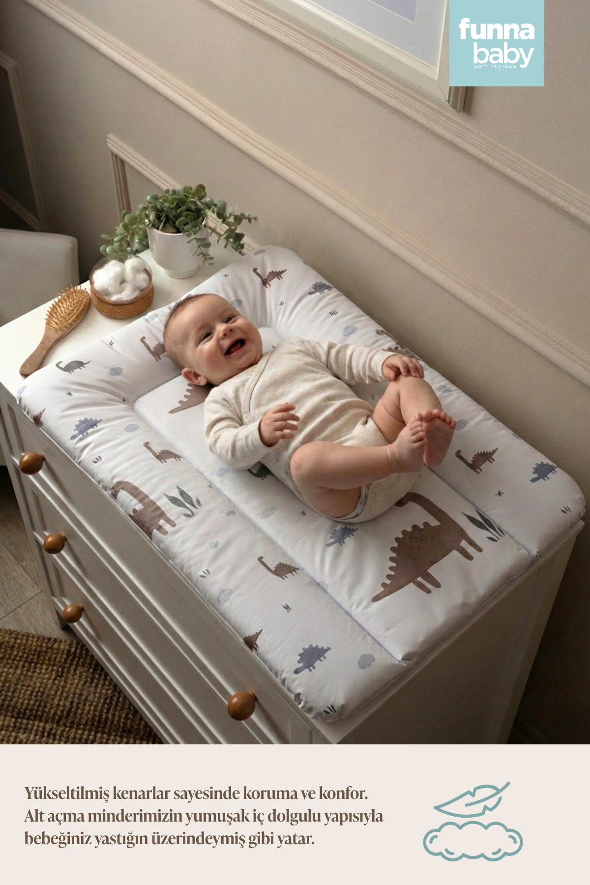 Funna Baby Altaçma Minderi - Dinosaurus - Yeşil - 50 X 70 Cm fotoğrafı 4 (önizleme)