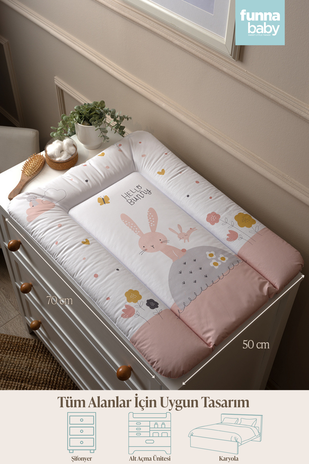Funna Baby Altaçma Minderi - Rabbit - Pembe - 50 X 70 Cm fotoğrafı 2 (önizleme)