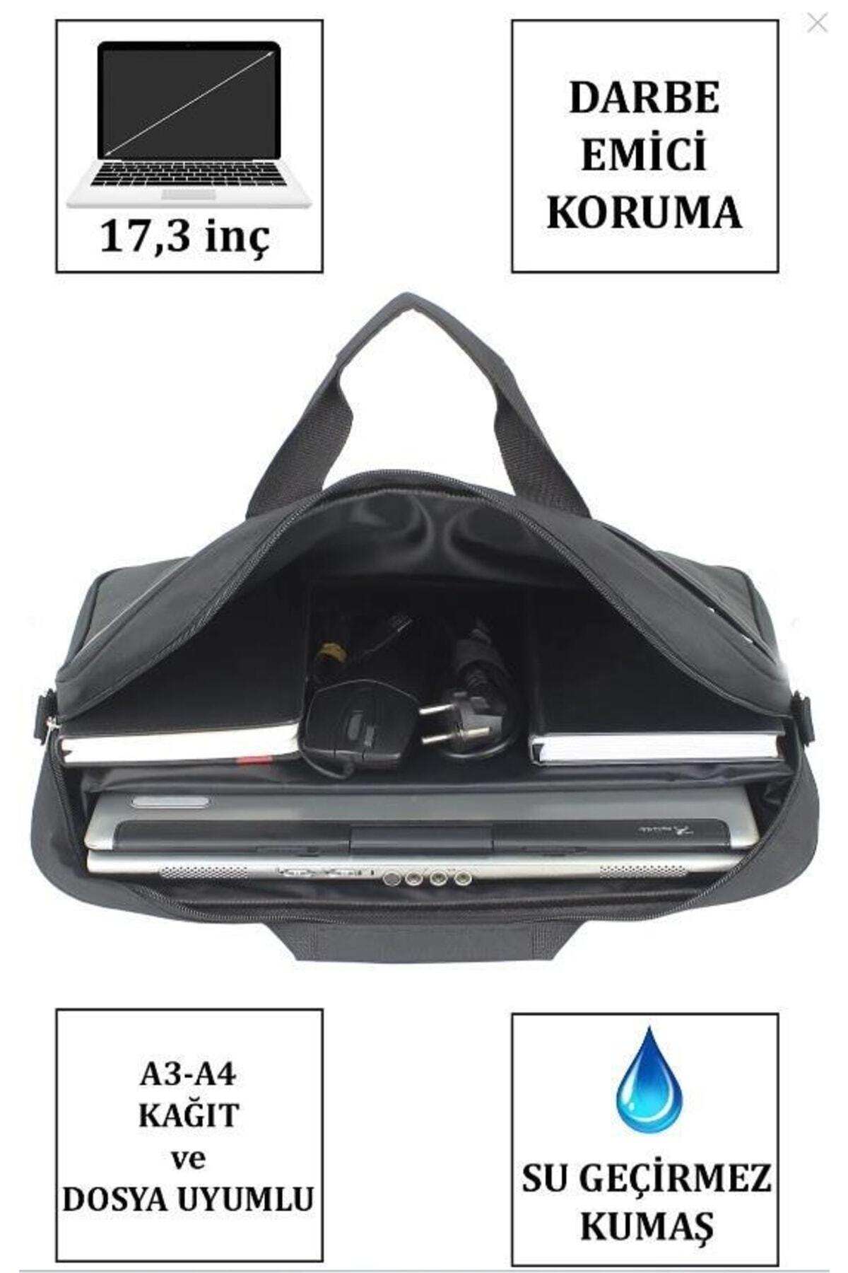başkent çanta  Laptop Çantası 17.3" İnç Büyük Boy, Omuz Çantası | Su Geçirmez Kumaş, Ayarlanabilir Askılı - Görsel 4