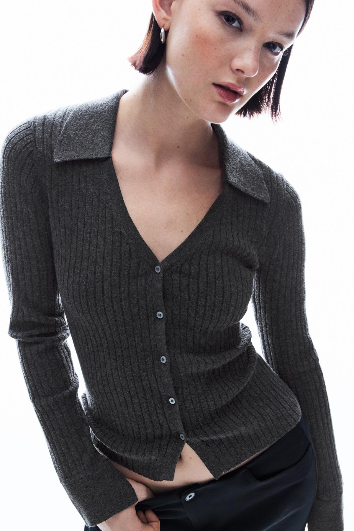 Bershka  Polo yaka rib hırka