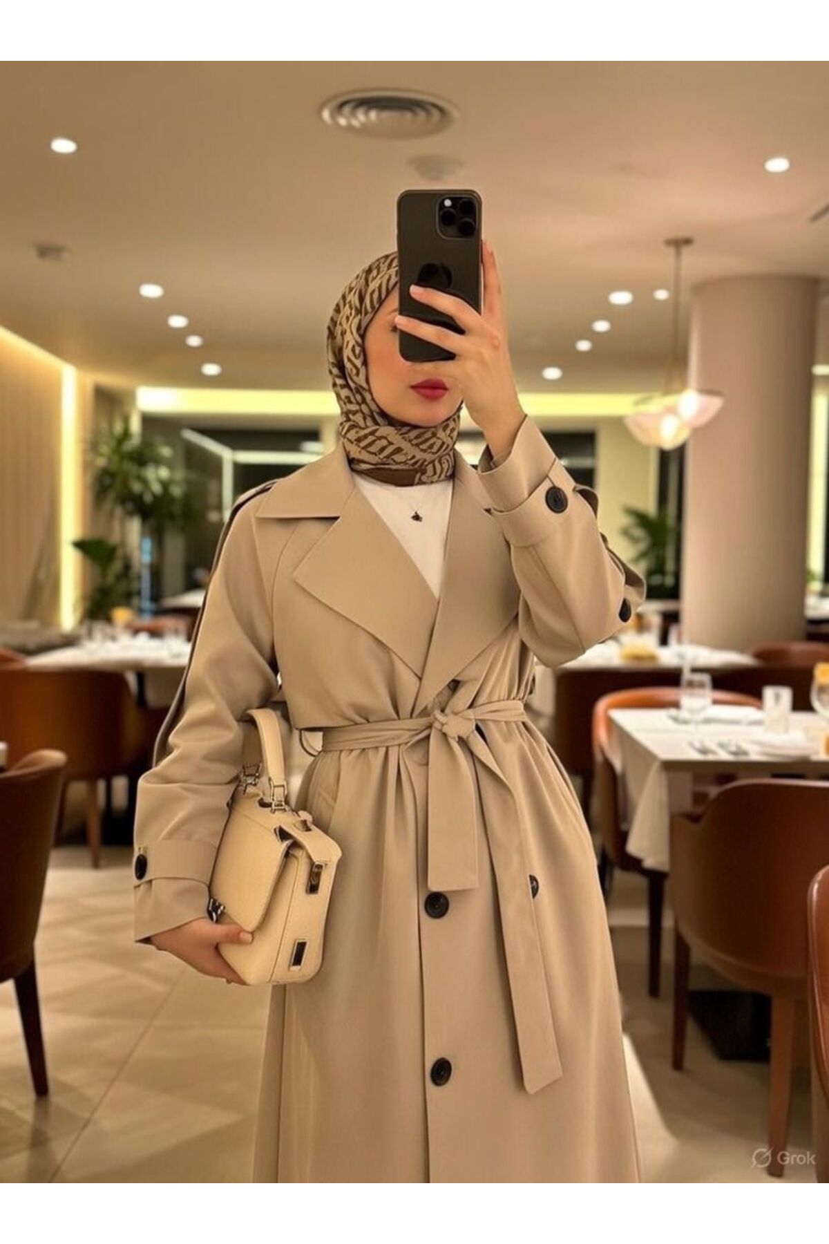 TANISA  Alviera Uzun Trençkot TNS-4325 - Görsel 2