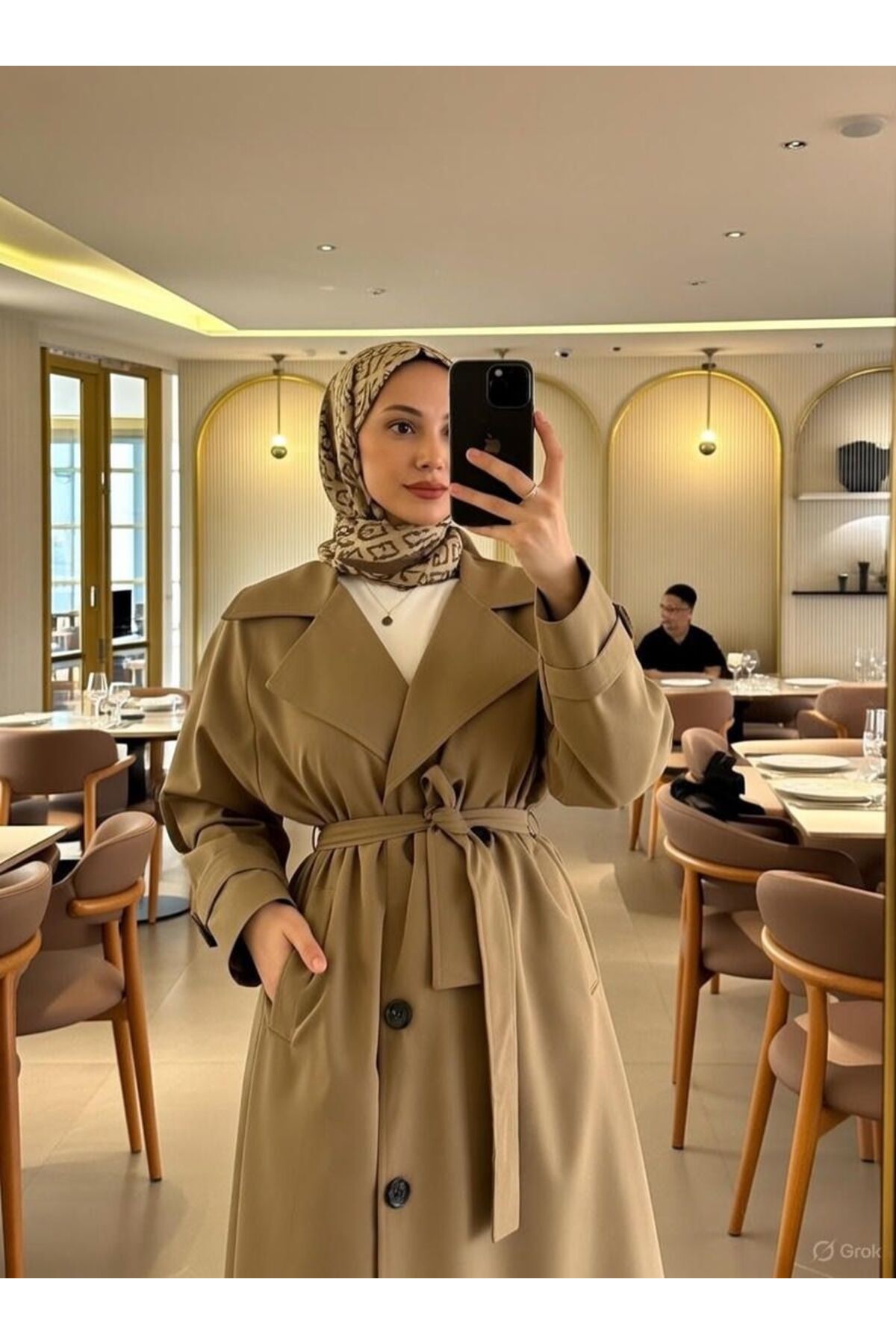 TANISA Alviera Uzun Trençkot TNS-4325 görsel 2