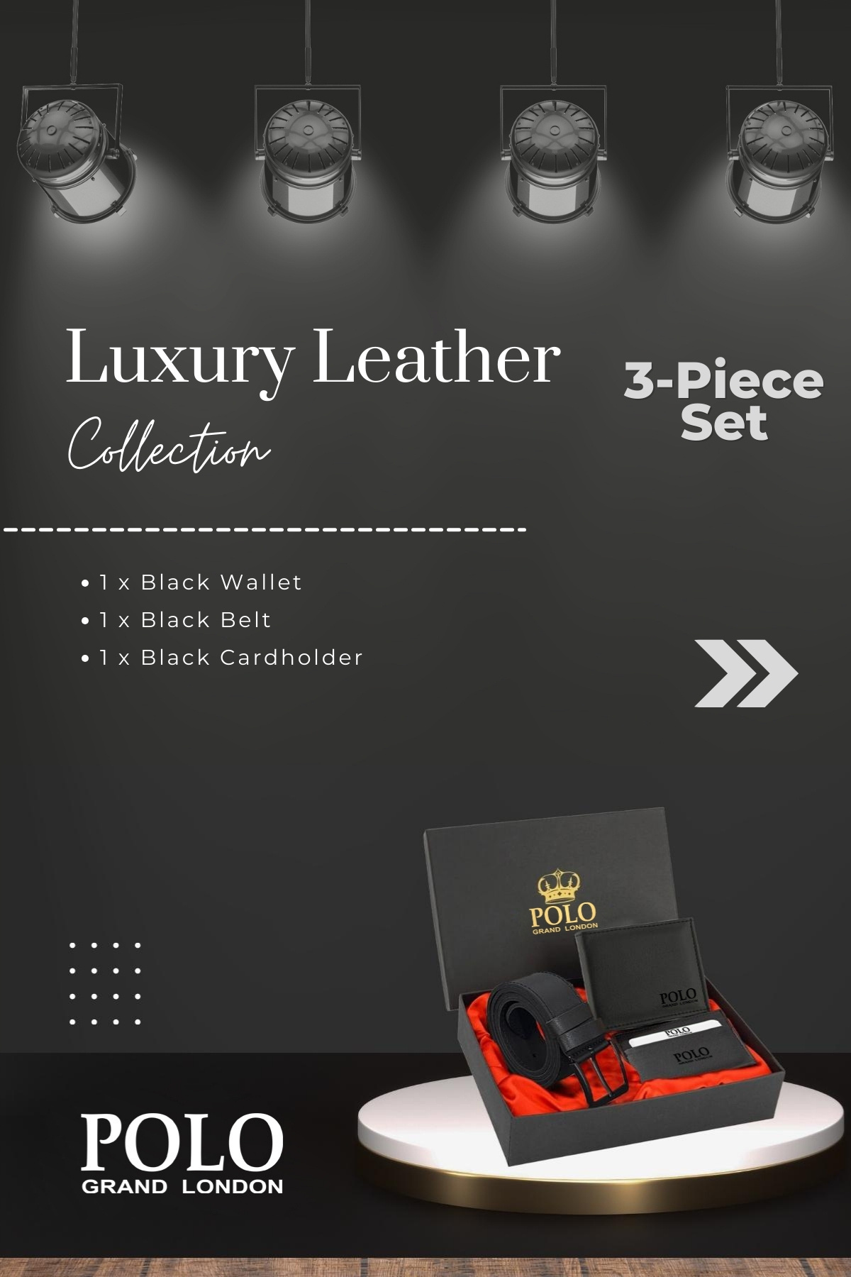 POLOGRAND London  Orijinal Erkek 3'lü Özel Hediye Kutulu Luxury Serisi Damat Hediyelik Kemer Cüzdan Ve Kartlık Seti - Görsel 3