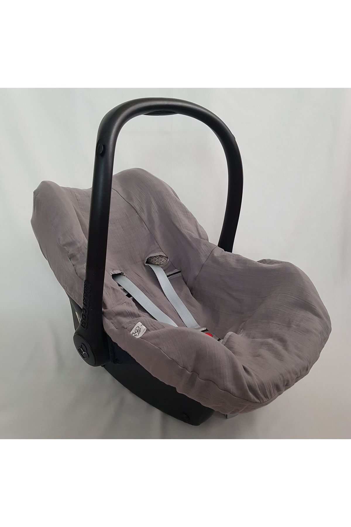 RUKİYE YAVUZ Pamuk Pazen Ana Kucağı Puset Kılıfı Gri %100 Doğal Pamuk Terletmez Özel Dokulu fotoğrafı 3 (önizleme)