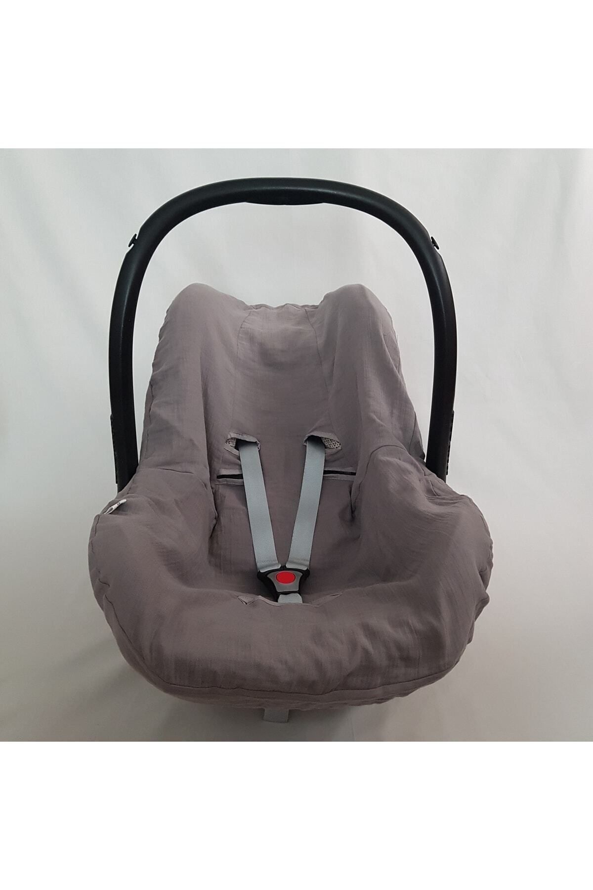 RUKİYE YAVUZ Pamuk Pazen Ana Kucağı Puset Kılıfı Gri %100 Doğal Pamuk Terletmez Özel Dokulu fotoğrafı 4 (önizleme)