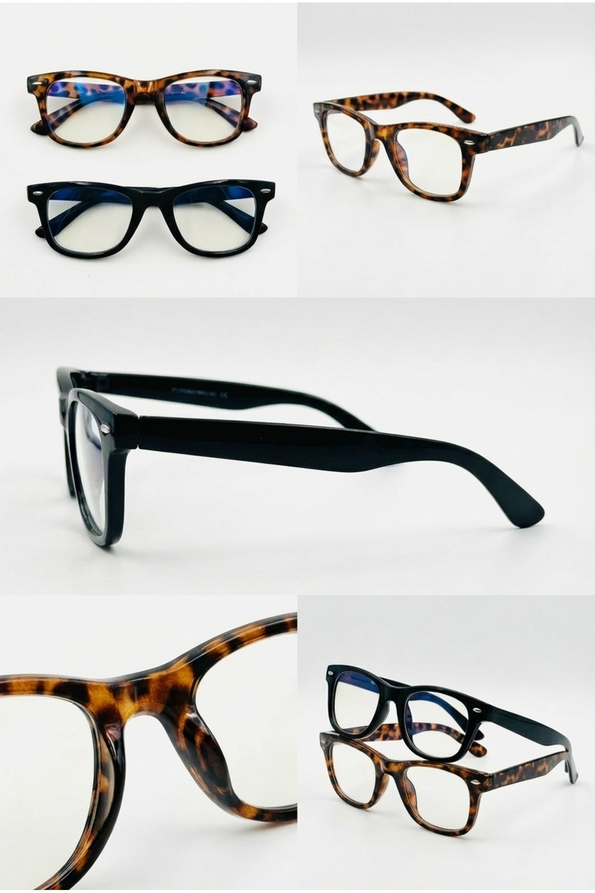 PROTCO 2 Adet Unisex Mavi Işık Korumalı Uv 400 Leopar Desenli & Siyah Wayfarer 2'li Avantajlı Set görsel 2