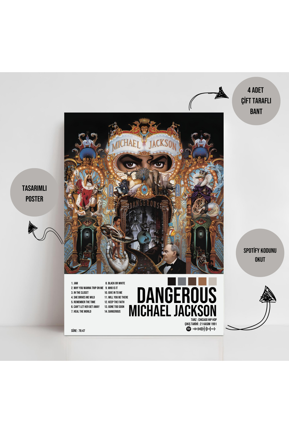 Orendart Michael Jackson - Dangerous Albüm Spotify Çerçevesiz