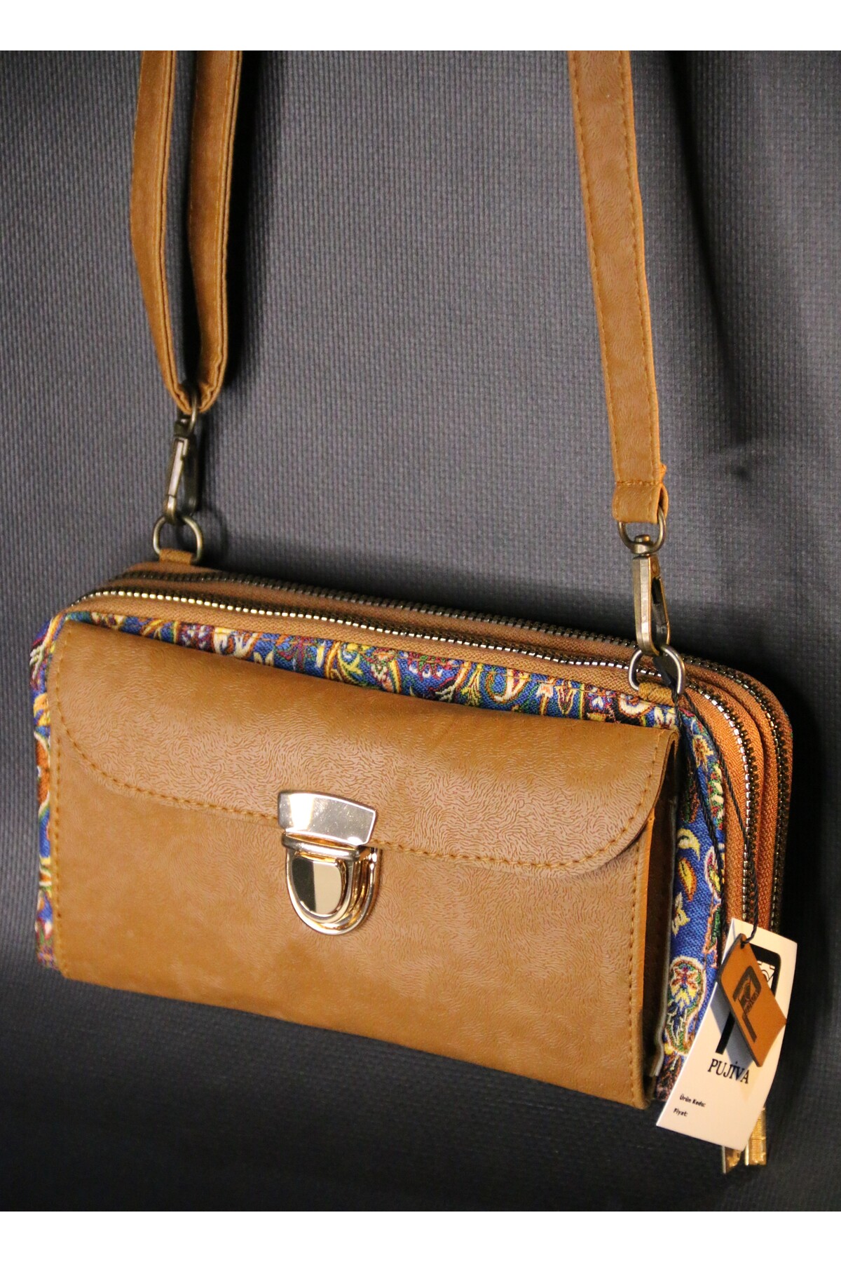 Wallet , Card Holder , Coin Split,Ethnic Style Pattern, Multi-Pocket, Zipper, Hanging Wallet