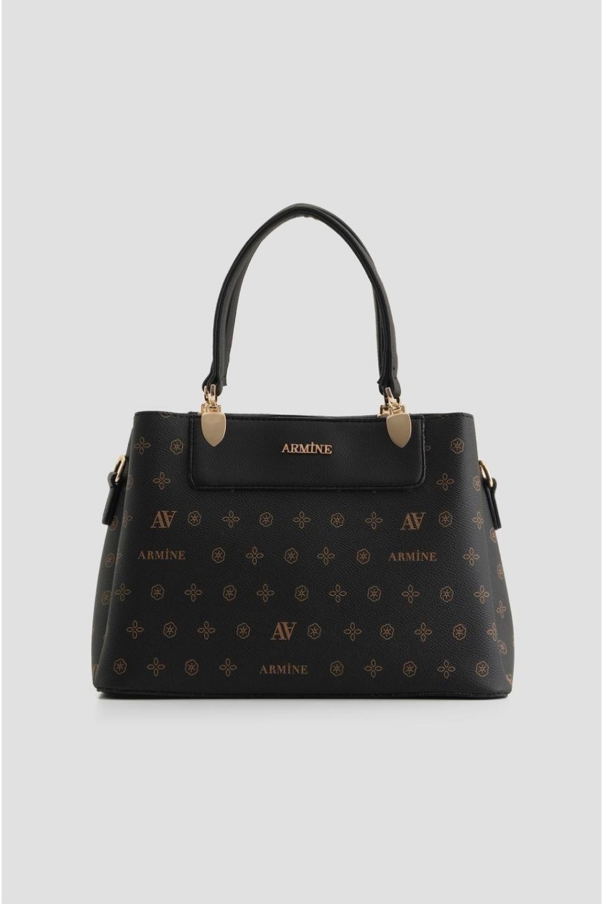 Armine Kadın Siyah Baskılı Çapraz Askılı El & Omuz Çantası 206