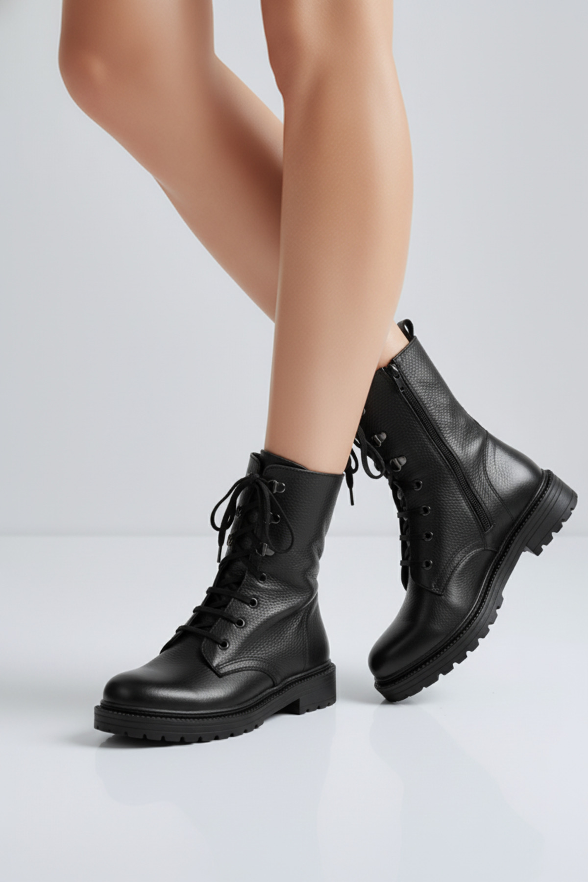 Laura Genuine Leather Women's Long Boots Soft Black