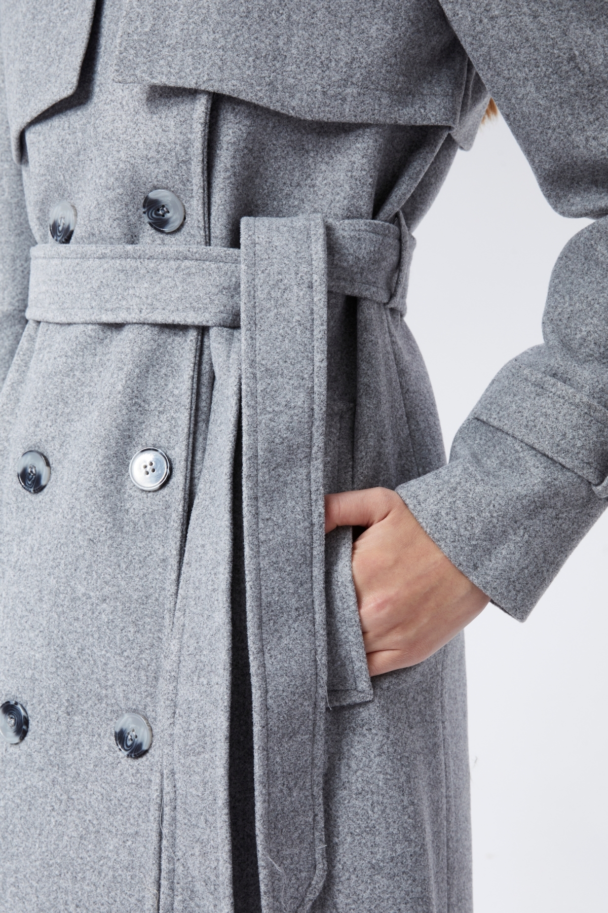 Bolivente  Kadın Regular Rüzgarlık Detaylı Kaşe Kaban - Görsel 5