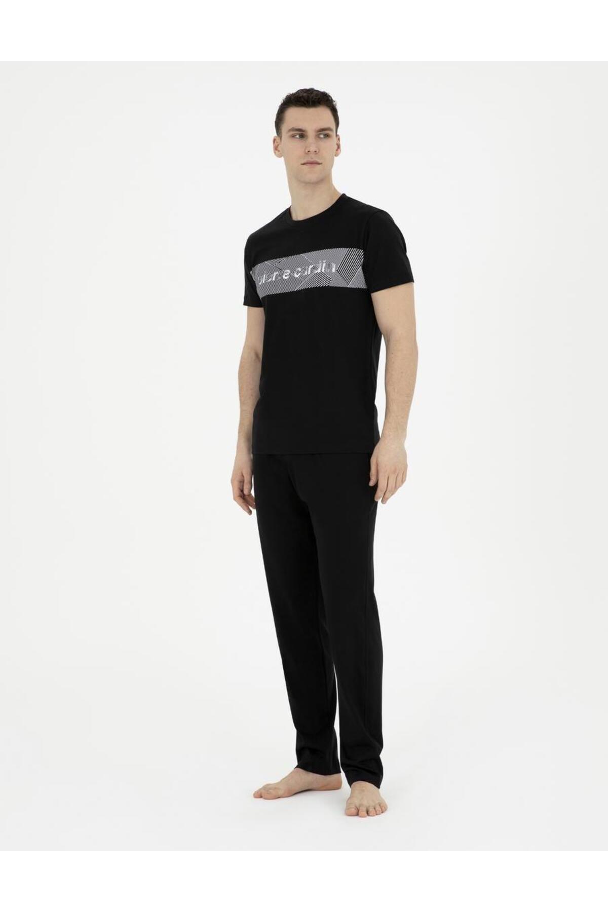ست پیژامه و لباس خواب مردانه راسته فاق نرمال آستین کوتاه | پیر کاردین Pierre Cardin 7095 - تصویر 2