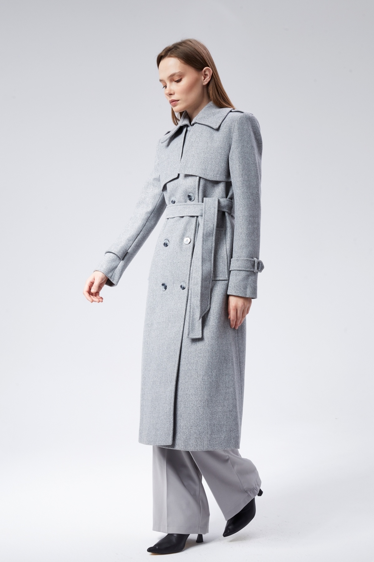 Bolivente  Kadın Regular Rüzgarlık Detaylı Kaşe Kaban - Görsel 2