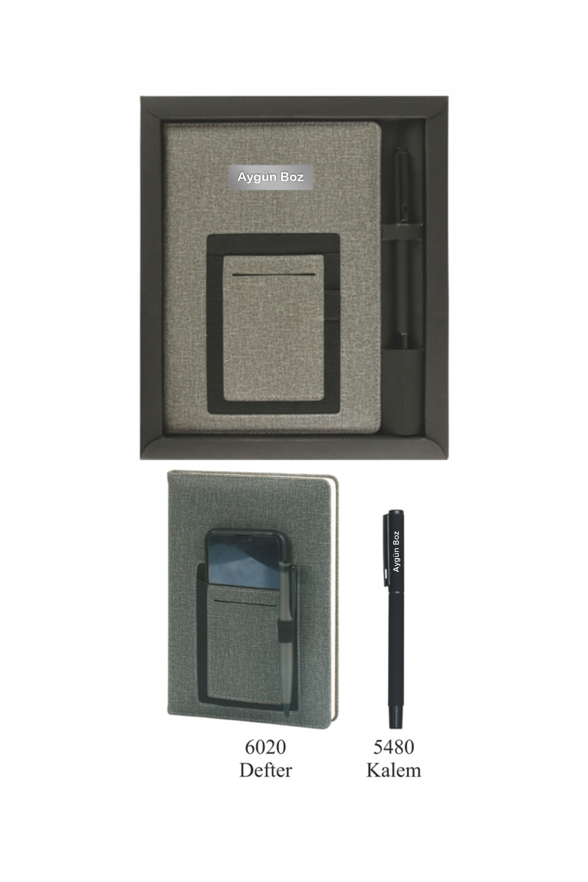 VIP Hediyelik Set - Defter ve Kalem - (2’li Kurumsal Hediye Seti) - 4205 Füme