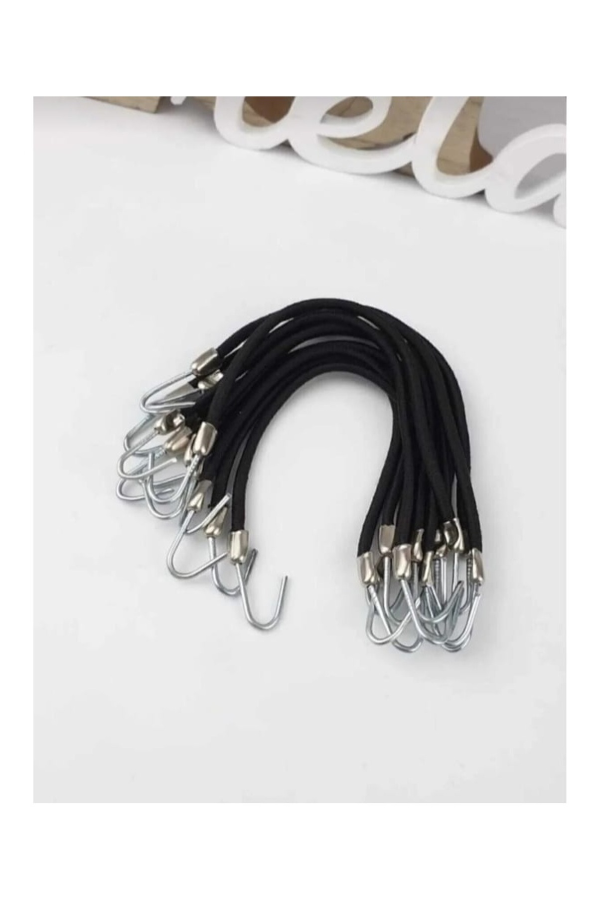 Handgrip 10 Pieces Rubber Buckle with Hook and Hook. 15 cm Medium-Silver Color Hook