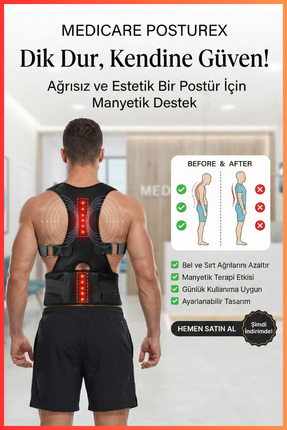 figiza Medicare Mıknatıslı Manyetik Posturex Dik Duruş Korsesi Dik Duruş Korsesi