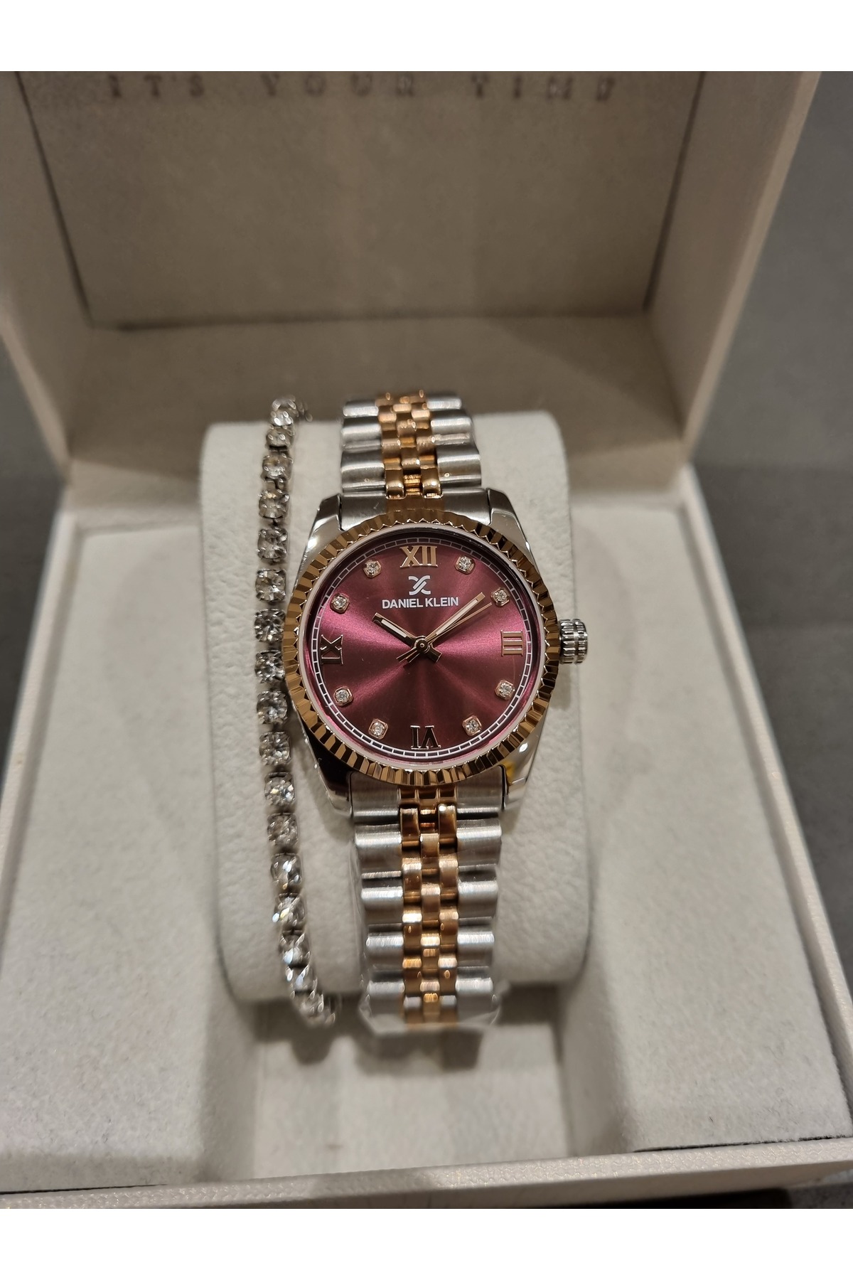 Daniel Klein YENİ MODEL DK - Rose Bicolor Çelik Bilezik Mürdüm Kadran Kadın Kol Saati+hediye Bileklik görsel 4