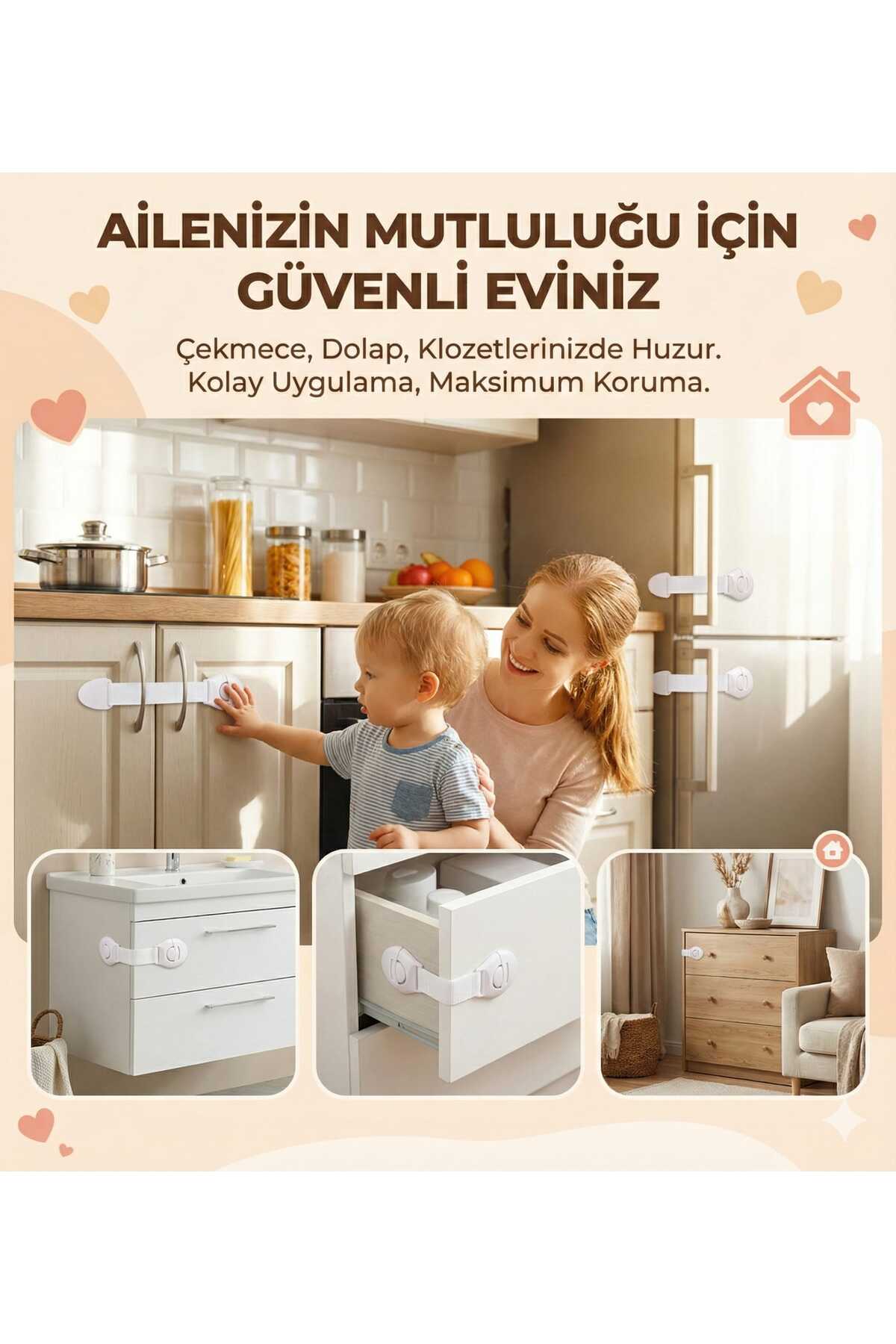 LOVYCO 1 Adet Çocuk Kilidi Bebek Güvenlik Koruma Dolap Kilidi Çekmece fotoğrafı 2 (önizleme)
