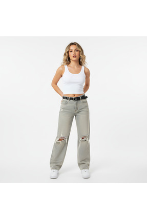 PANDİONES Kadın Beyaz Pamuklu Kaşkorse U Yaka Kalın Askılı Crop Atlet