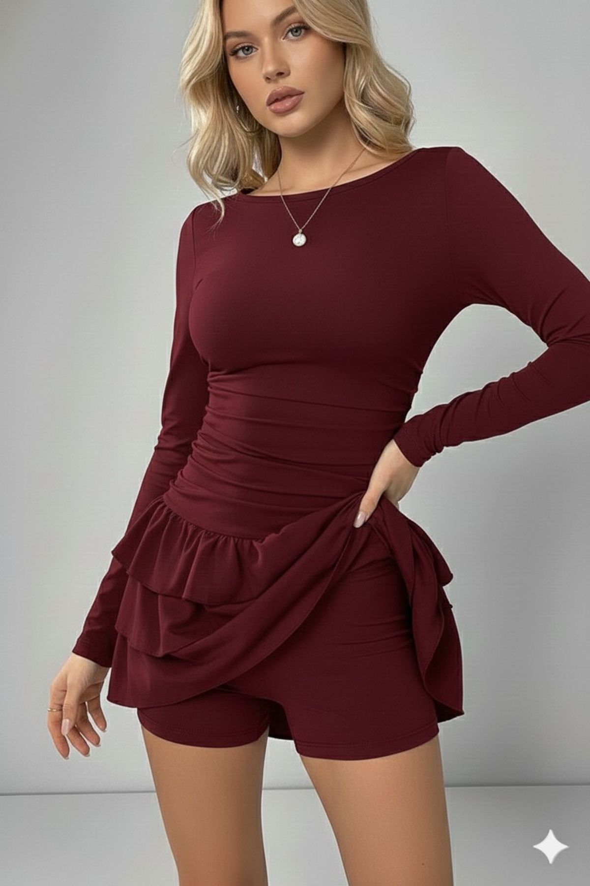 Unified Shorts Skirt Layer Flywheel Mini Dress Back Half Zipper Full Mold