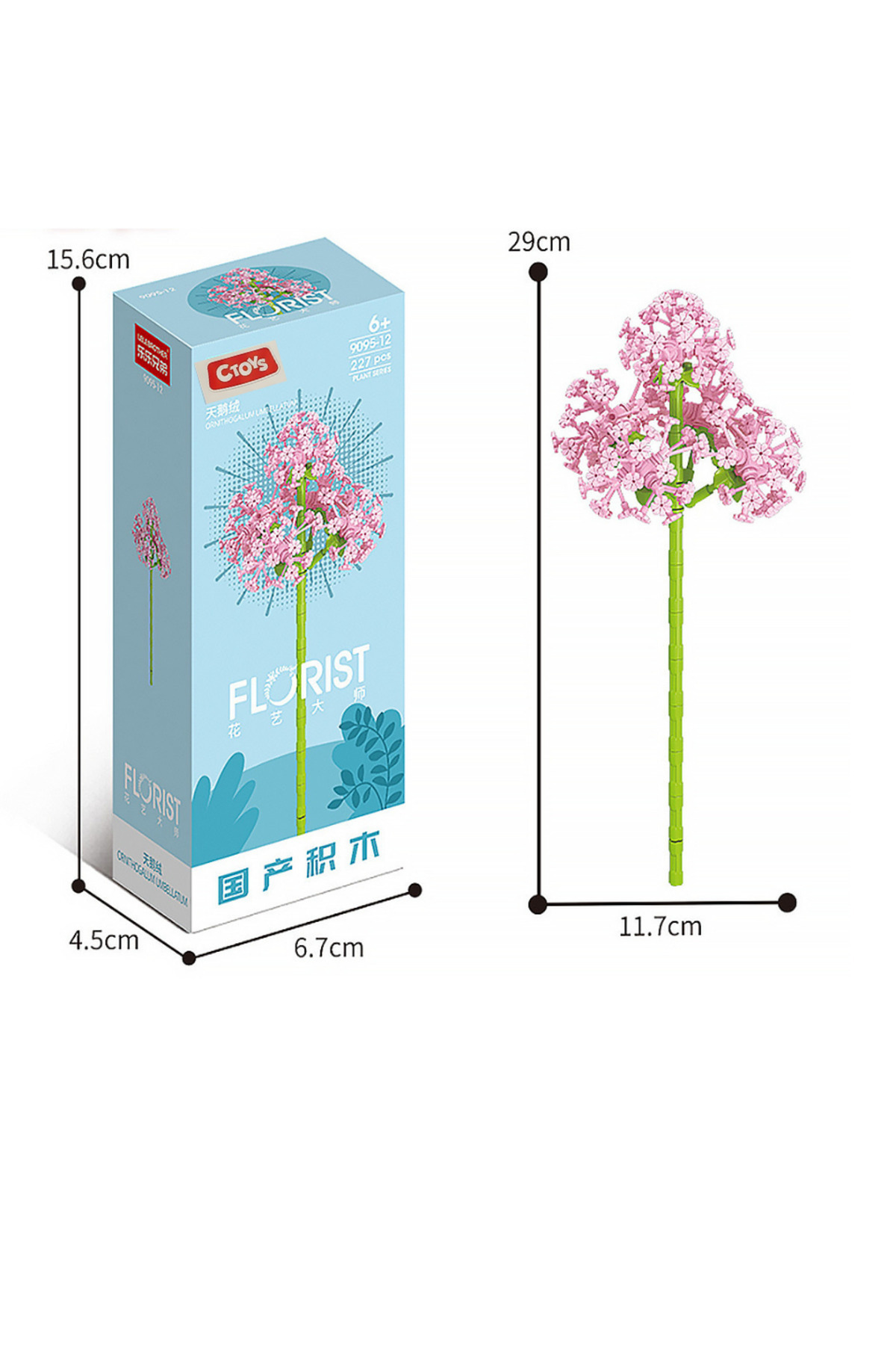 Ctoys Flower Blocks 9095-12 Ornithogalum Umbellatum – مجموعه ۹۰۹۵ قطعه بلوک‌های ساختنی گل (۲۲۷ قطعه) (۶ سال به بالا)