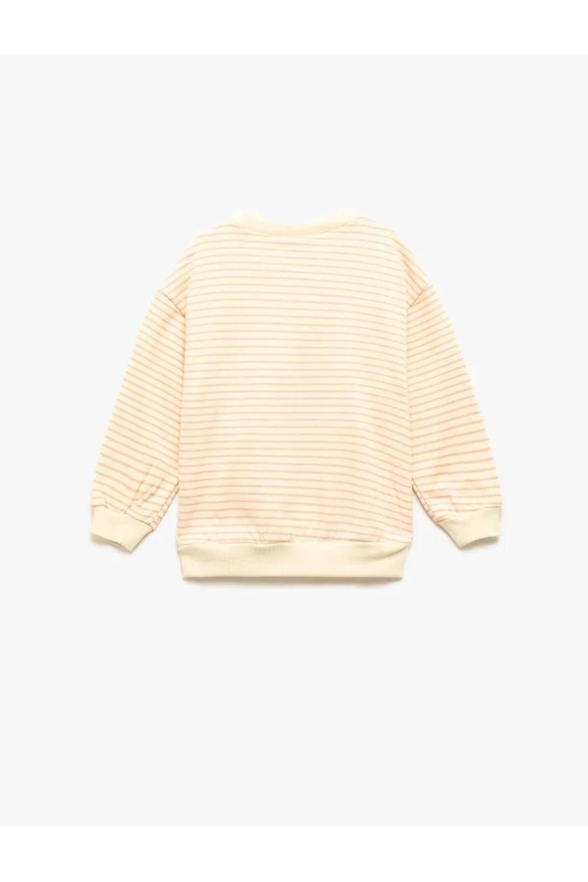 Koton Uzun Kollu Bisiklet Yaka Şardonlu Pamuklu Çizgili Sweatshirt fotoğrafı 2 (önizleme)