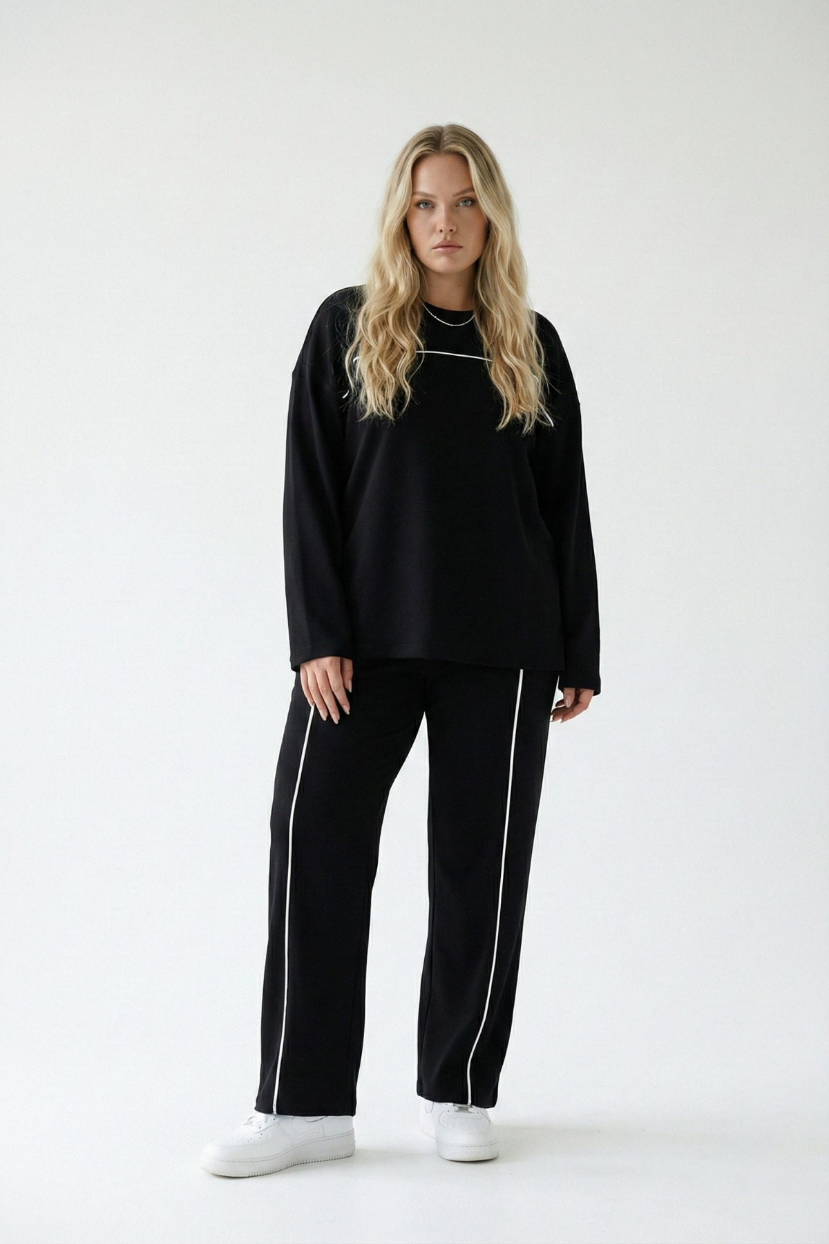 Mivoon  OŞHO Tarzı Modal Süprem Biyeli Uzun Kollu 2 Parça Alt Üst Takım Geniş Beden - Görsel 2