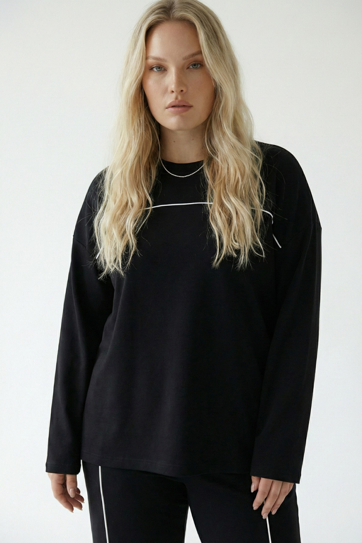 Mivoon  OŞHO Tarzı Modal Süprem Biyeli Uzun Kollu 2 Parça Alt Üst Takım Geniş Beden - Görsel 3