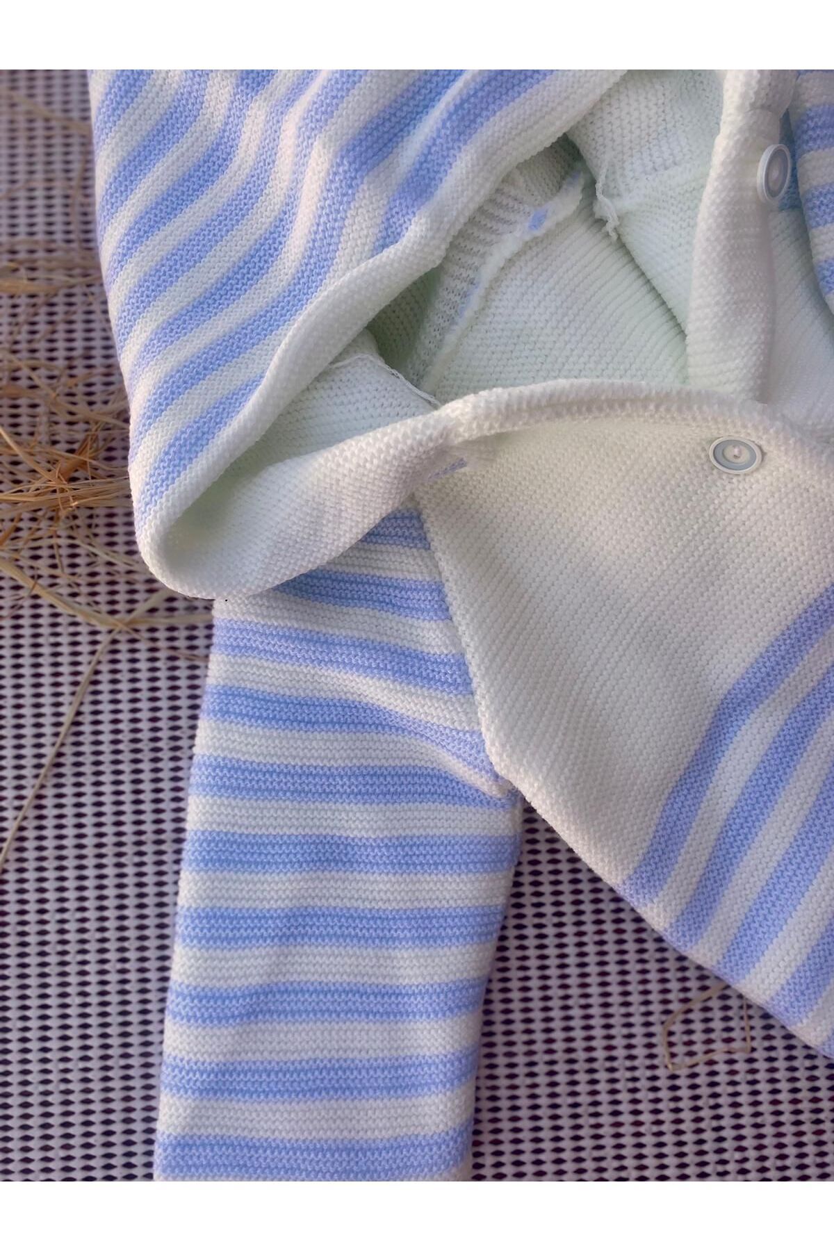 tinitins Kapüşonlu Çift Katlı Triko Kız - Erkek Bebek Hırka fotoğrafı 3 (önizleme)