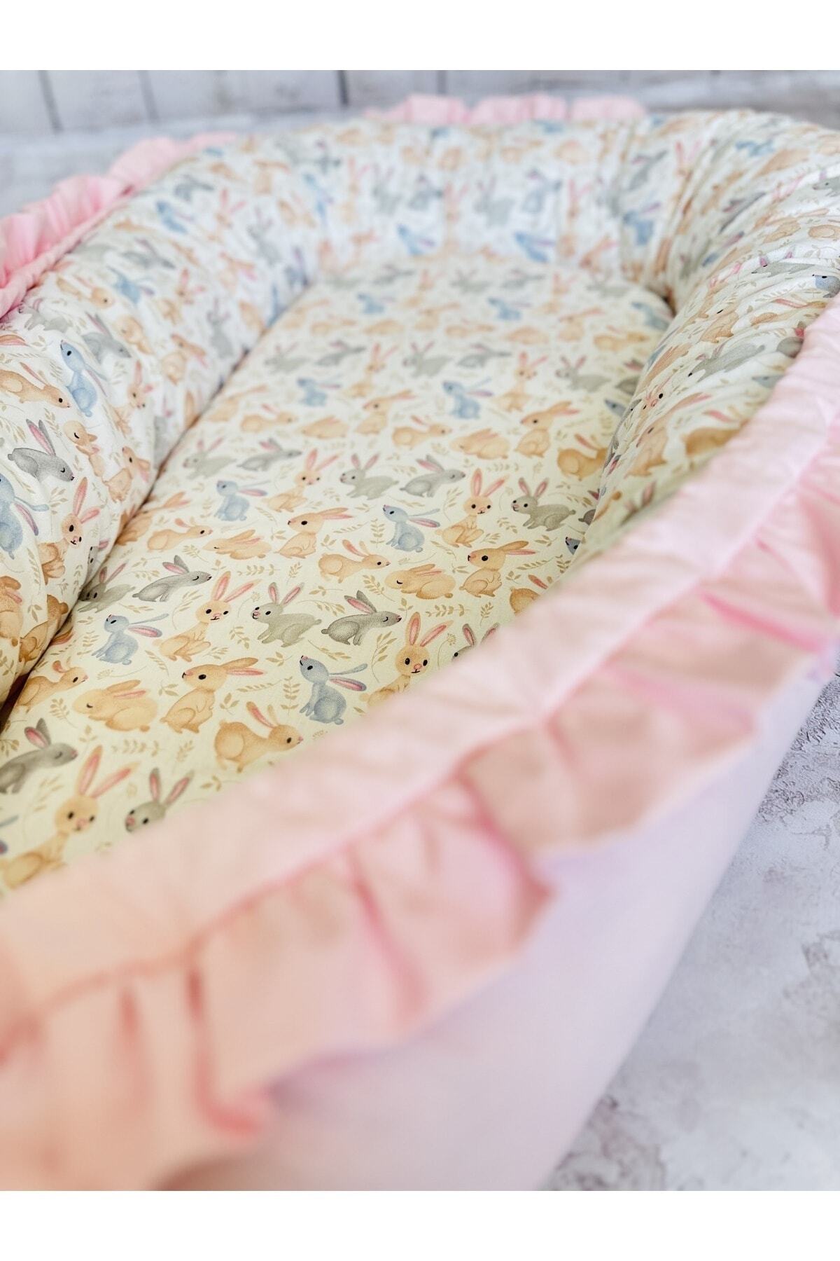 JUNİPERUS Baby Nest Tavşanlar Fırfırlı Ortopedik Çift Taraflı Bebek Yatağı Anne Yanı Bebek Yatağı fotoğrafı 6 (önizleme)