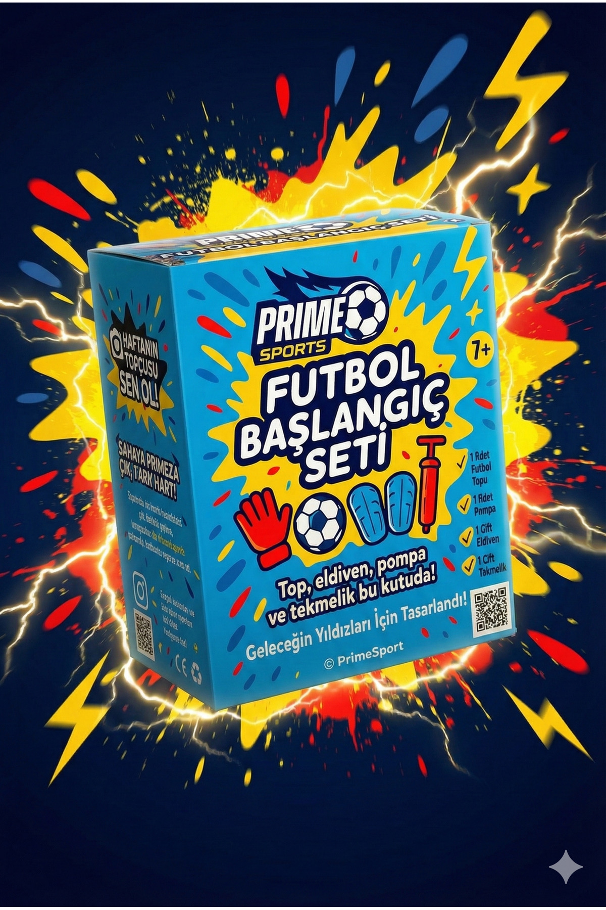 PRIME SPORTS 4’lü Futbol Antrenman Seti (Top + Eldiven + Tekmelik + Pompa)